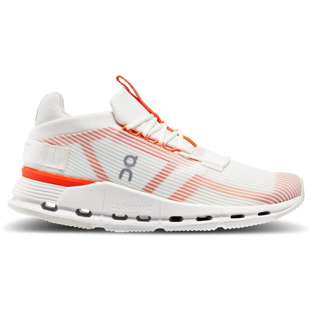 ON Cloudnova Shoes Women's Size 9.5 White/Flame Void Undyed Cloudtec Sneakers